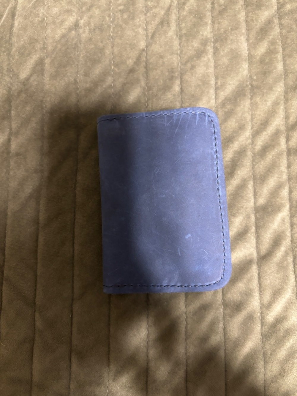 Compact Leather Card Wallet in Navy Blue Portland Leather
